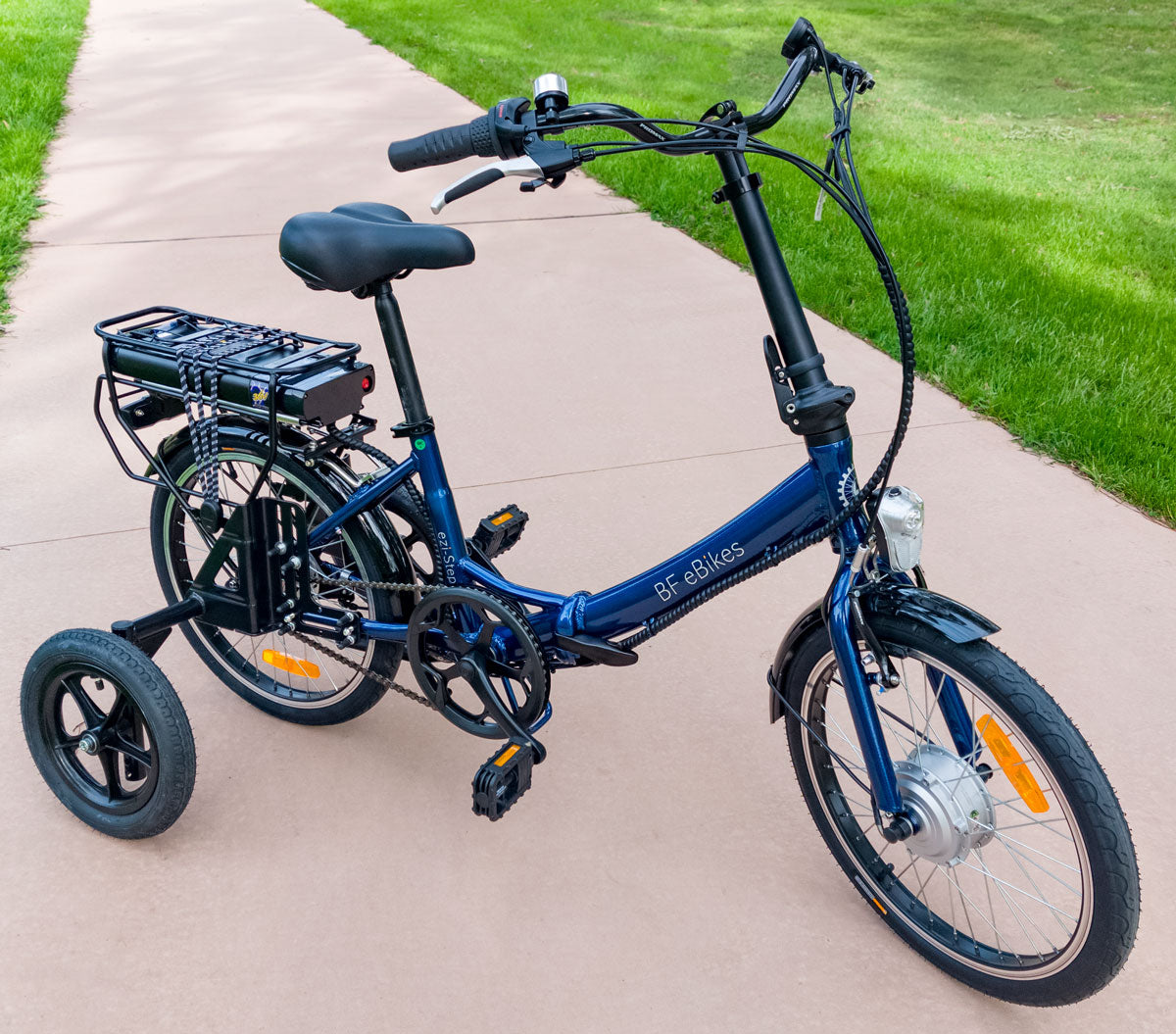 klapprad wayscral Folding E-Bike with stabilisers – Rev Bikes