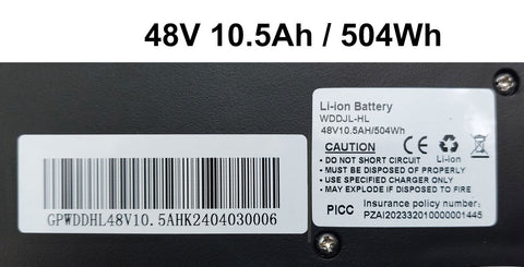 Side-entry SSE-074 battery, 48v 10.5ah