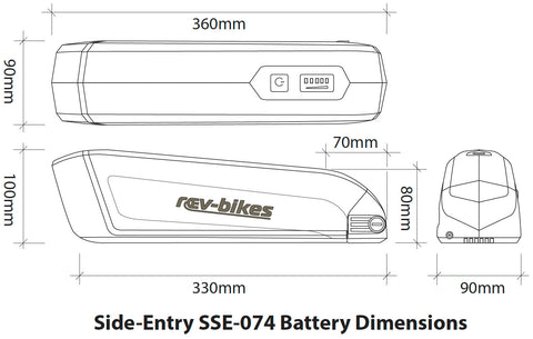 Side-entry SSE-074 battery, 36v 14ah