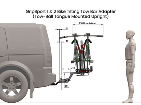 GripSport 1-2 Bike Tilting Van-Rack Towbar Adapter