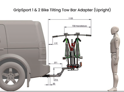 GripSport 1-2 Bike Tilting Van-Rack Towbar Adapter